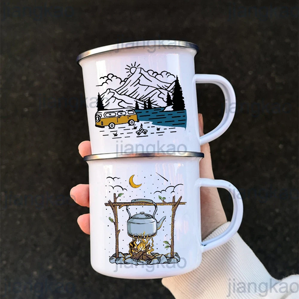 Mountain Biking Underwear - Caravan Printed Camper Mugs Camping Enamel